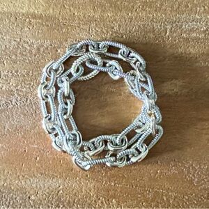 NWOT Gold and Silver Chain Double Wrap Bracelet